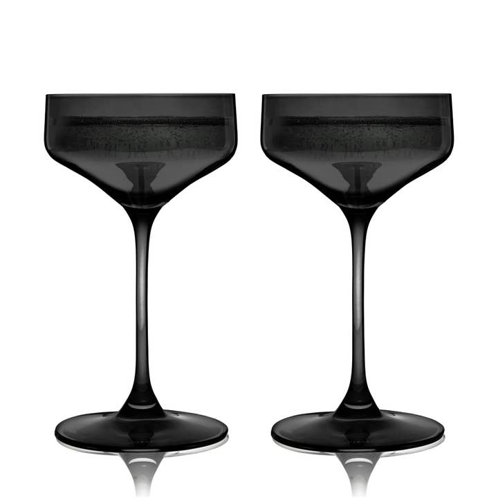 Reserve Nouveau European Crystal Coupes in Smoke Set of 2 for wholesale by Viski