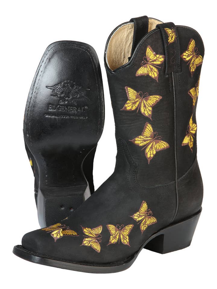 El General Western Wear - Wholesale Cowboy Boots - Women's - El General Womens Rodeo Boot - Nobuck Black 512202