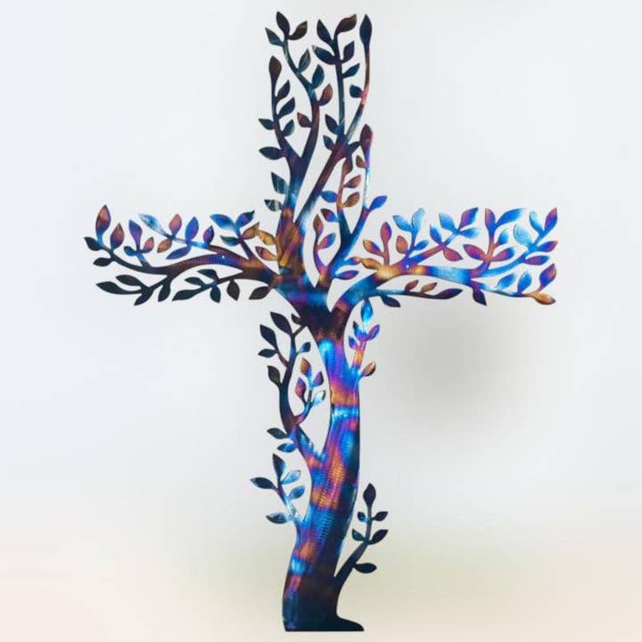 The Living Cross of Branches Metal Wall Décor for wholesale by Rebel Metal Gifts & Decor