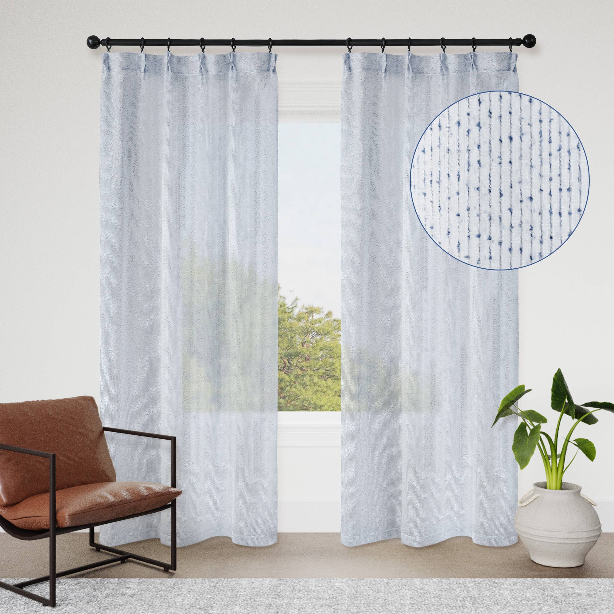 Awesome Home – wholesale Gardin – Enkel gardinpanel med nypveck med krokar och ringar5