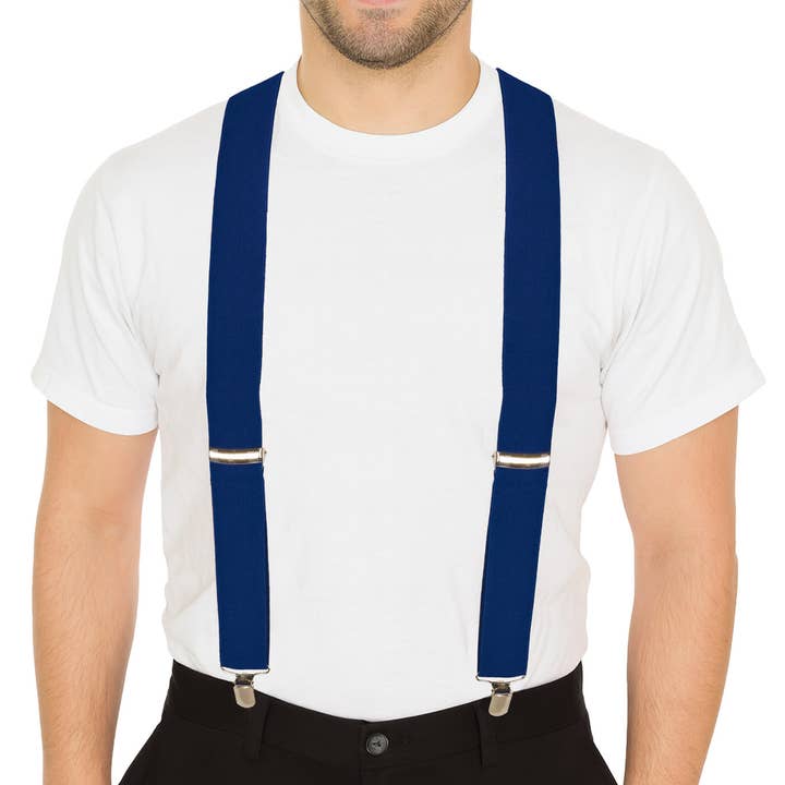 Adjustable Blue Suspenders, One Size Fits Most for wholesale by Beistle