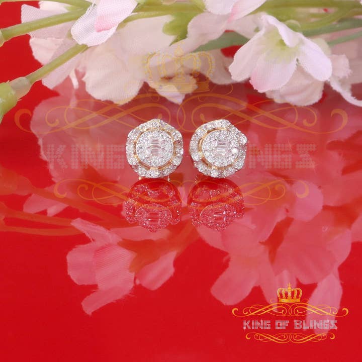 KING OF BLINGS - Wholesale Stud/Post Earrings - King of Bling's Men's/Womens Yellow 0.50ct VVS 'D' Moissanite Round Silver Earrings