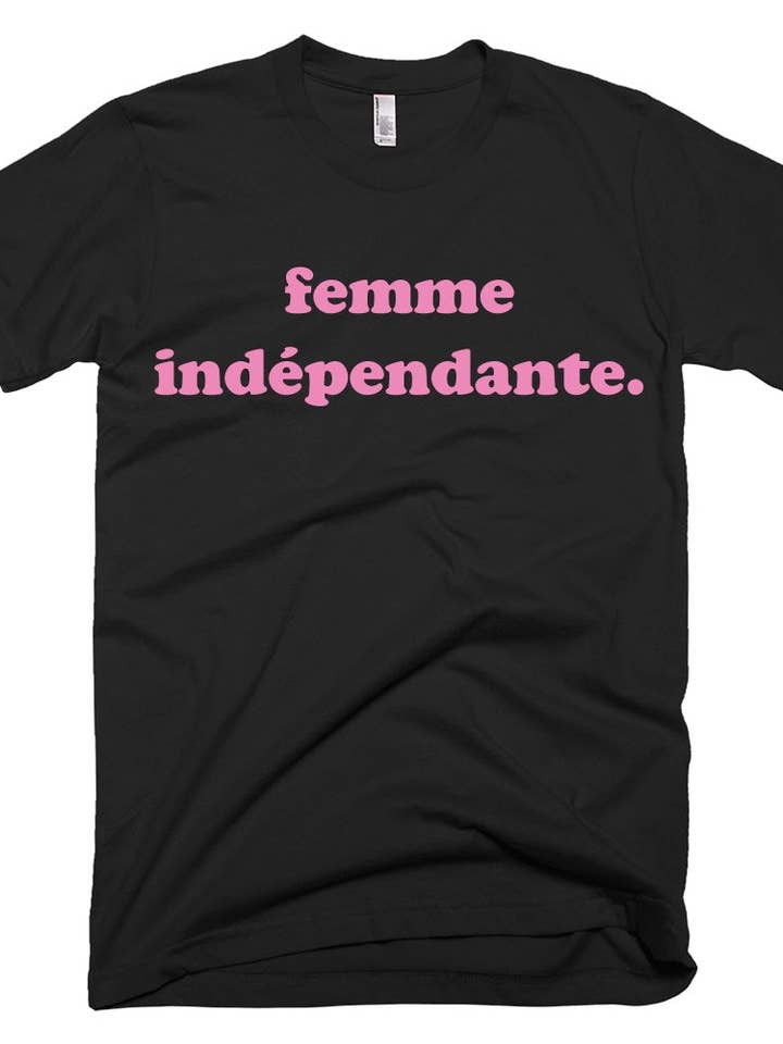 THIS KID SUPPLY CO. - Femme Independante Tee - Pink on Black (Adult sizes) for wholesale by This Kid Clothing Co.