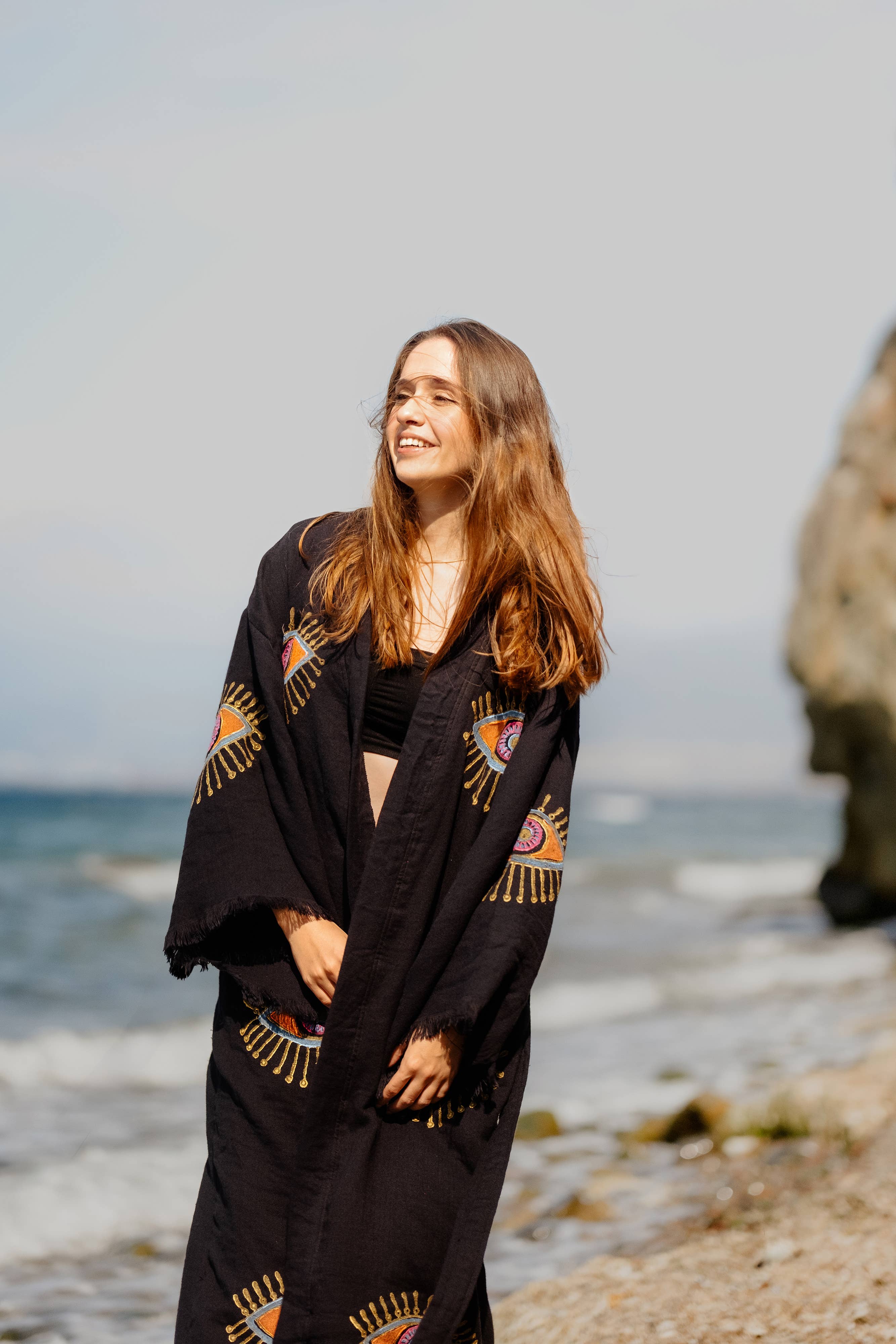 Moa - Wholesale Kaftan - Women's - Black Evil Eye Robe2