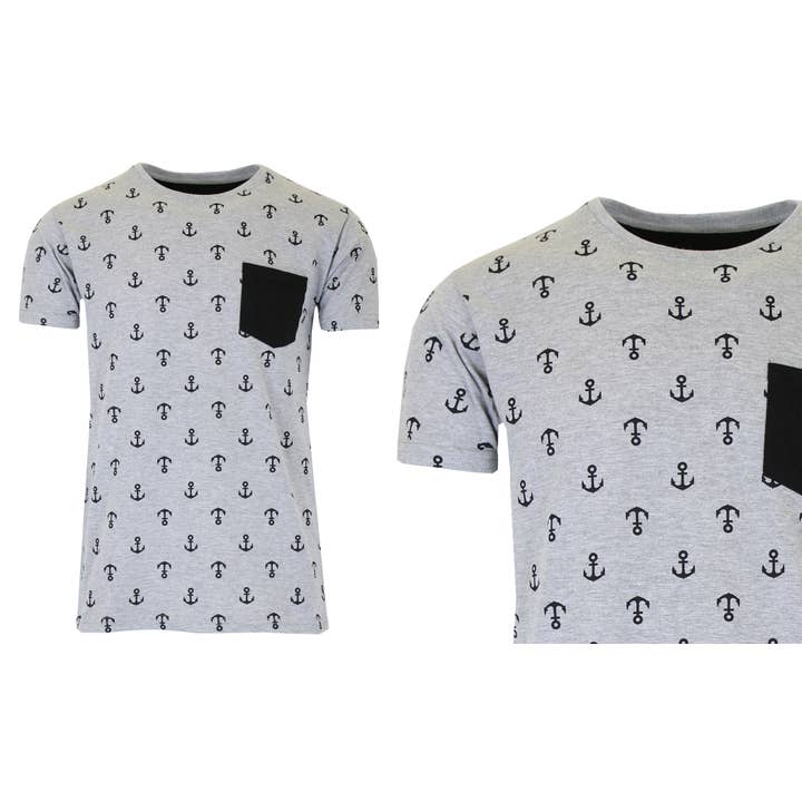 Galaxy By Harvic - Wholesale T-shirt – men's - Men's Slim Fitting Short Sleeve Printed Tee W Chest Pocket1