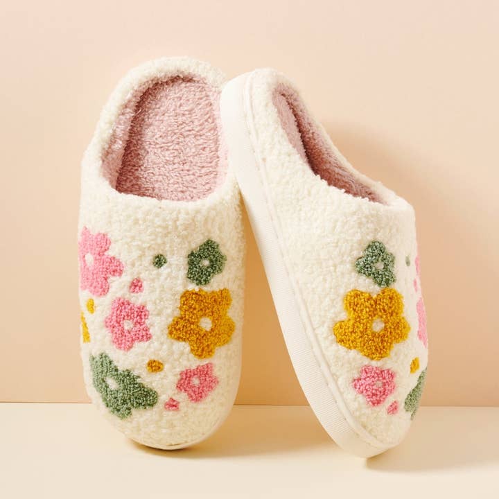 Flower Fuzzy Fleece Soft Home Slipper for wholesale by Funteze
