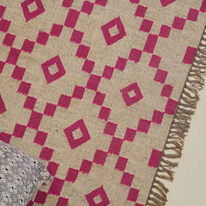 Chouhan Rugs - Wholesale Area rug - Premium kilim wool jute rugs pink color design 3