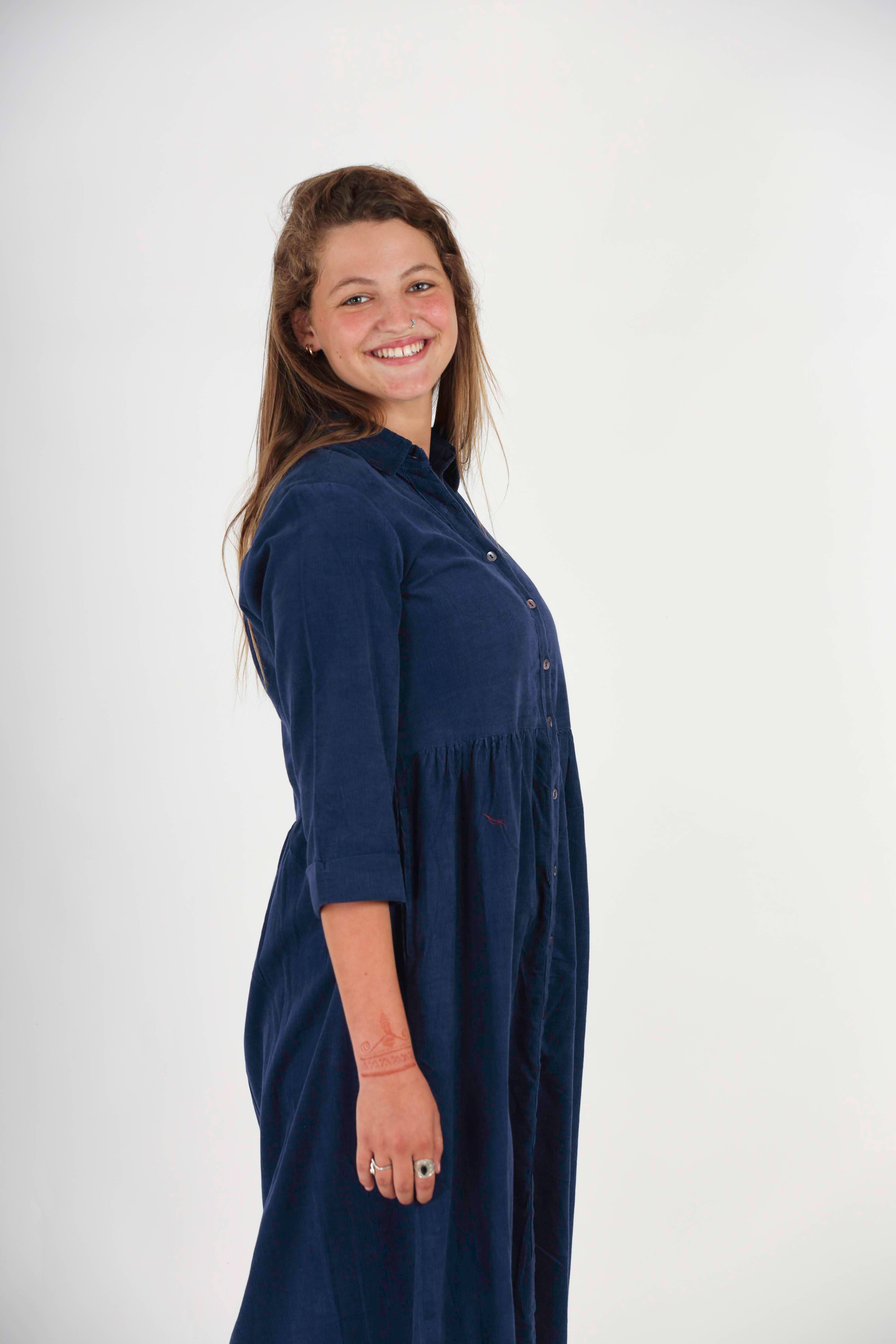 Humanity Centred Designs - Vendita all'ingrosso Vestito - Donna - Abito camicia invernale Daisy_ Organic Baby Corduory Winter5