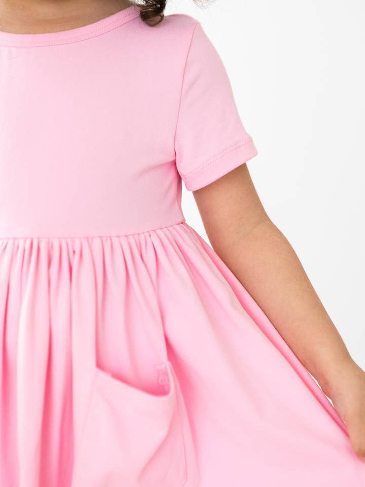 Mila & Rose - Wholesale Dress - Kids - Bubblegum Pink S/S Pocket Twirl Dress