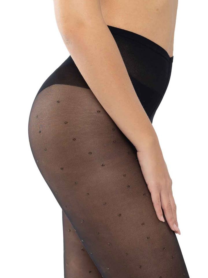 Gold lurex polka dot tights for wholesale by ENDLESS BIO TIGHTS by Diamantea