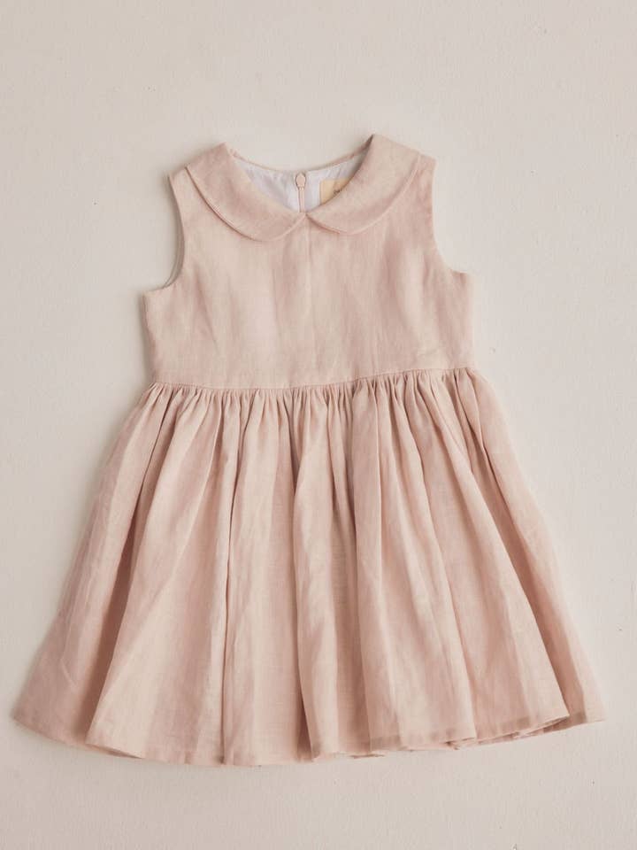Sunday Dress, Pink Linen for wholesale by DAUGHTER