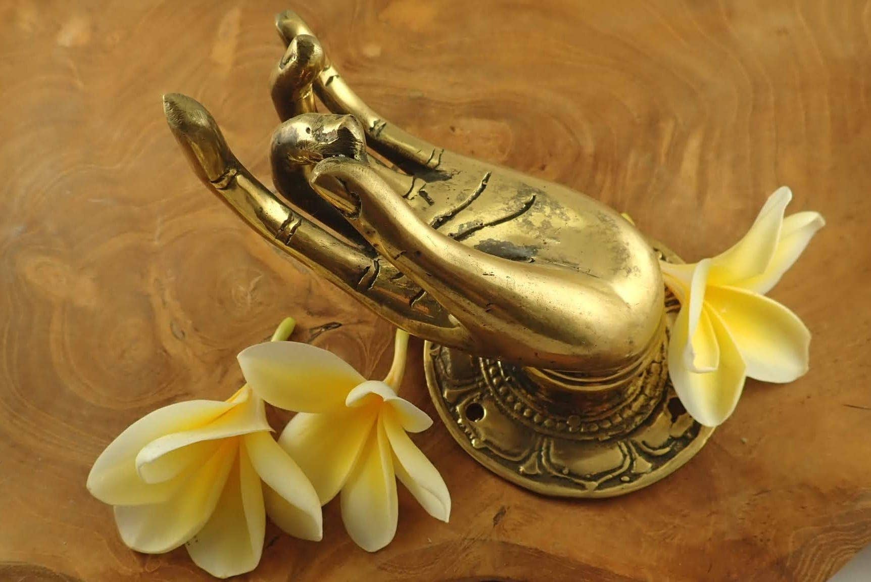 Ubud Glass – wholesale Decorative figurine – Solid Brass Buddha Mudra Hand Door Pull – Size #2 | Wall Hook, Towel, Key & Jewelry Hanger12