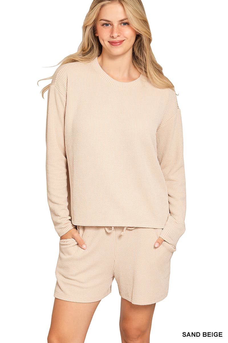 42POPS - Wholesale Lounge Set - Women's - Raised Rib Tee & Shorts 2PC Set 23