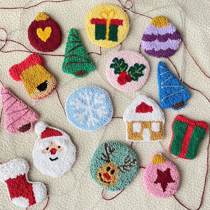 Punch Needle julgransdekoration och nyårsunderlägg, julklapp för wholesale av Fireflypunch