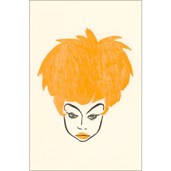 Carte de vœux AM-692 Vamp avec tignasse de cheveux orange pour la vente par Found Image Press
