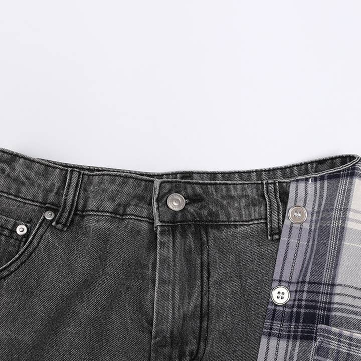 Productseeker - Wholesale Skirt - Women's - SK024 Summer Chic: High-Waist Plaid-Denim Skirt