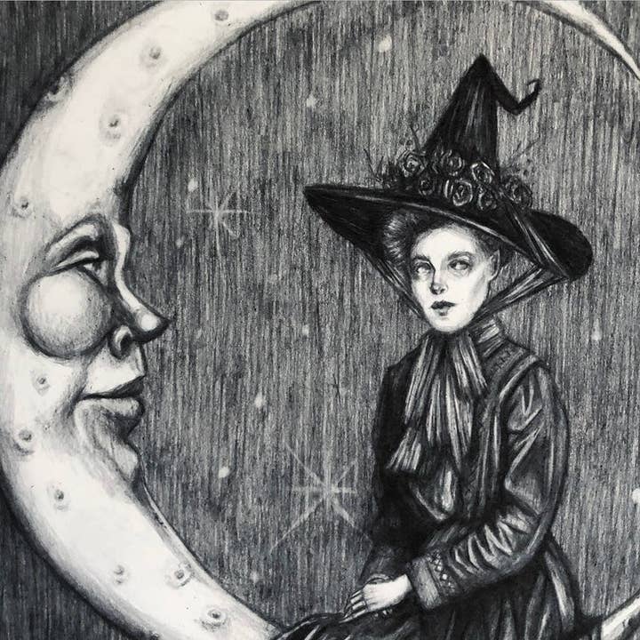 Caitlin McCarthy Art – Großhandel Kunstdruck – Moon Magic Kunstdruck - Viktorianische Hexe1