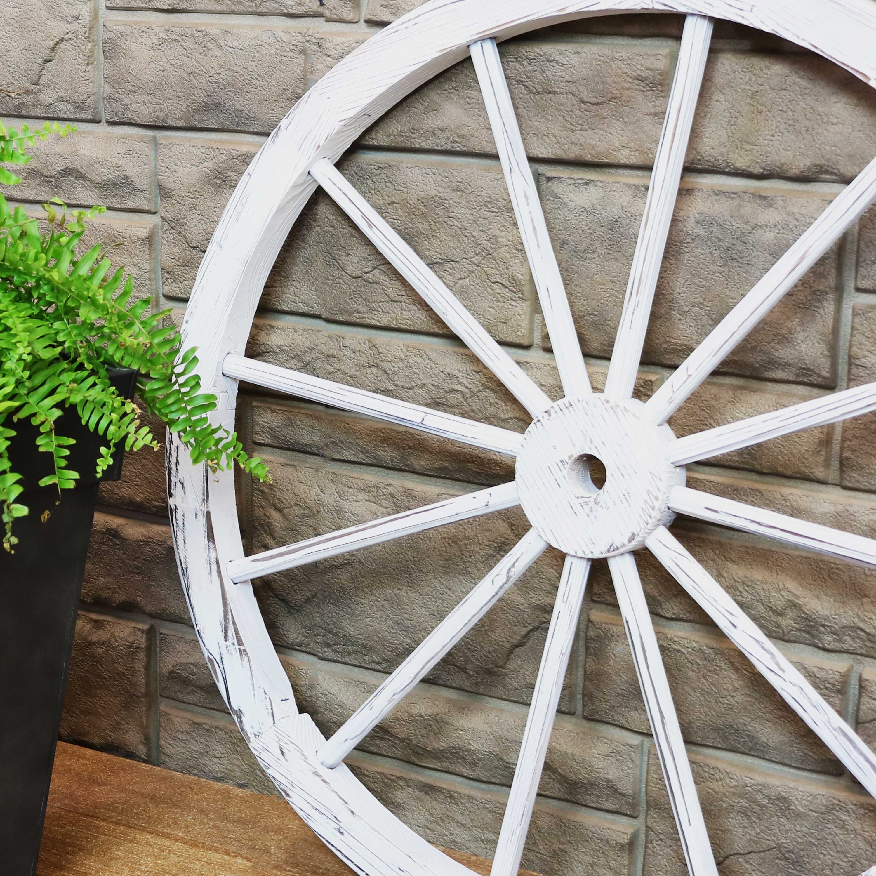 Sunnydaze Decor - Wholesale Outdoor Ornament/Decor - Wagon Wheel Indoor/Outdoor Statue - 29 in - White3