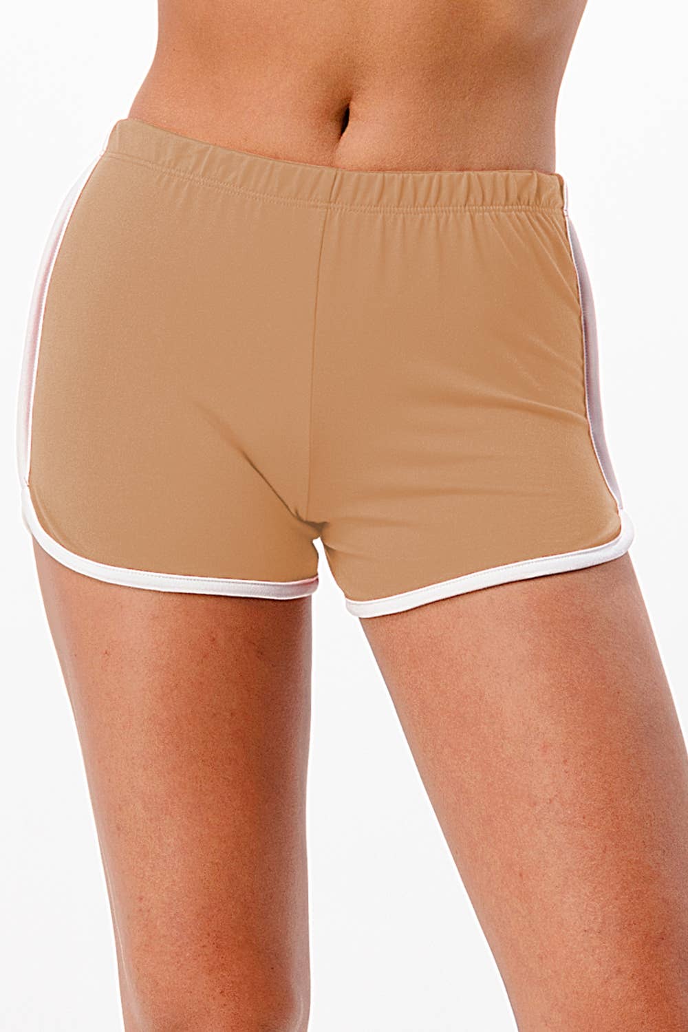 Lime All the Time - Wholesale Korte broeken - Dames - Effen gekleurde shorts met witte biezen in de naad4