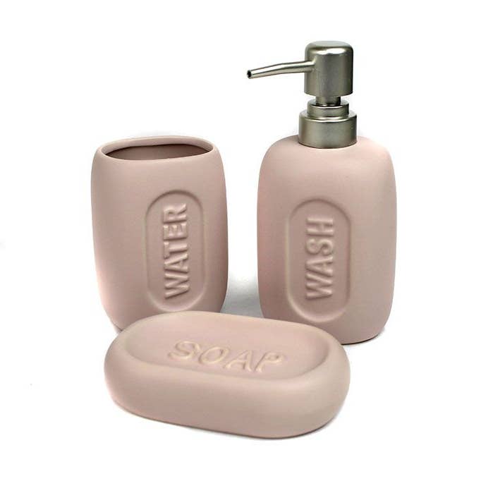 BADEVÆRELSESSÆT 3 DELE. ROSA KERAMIK for engroshandel hos Aktual / Dekora Import S.A