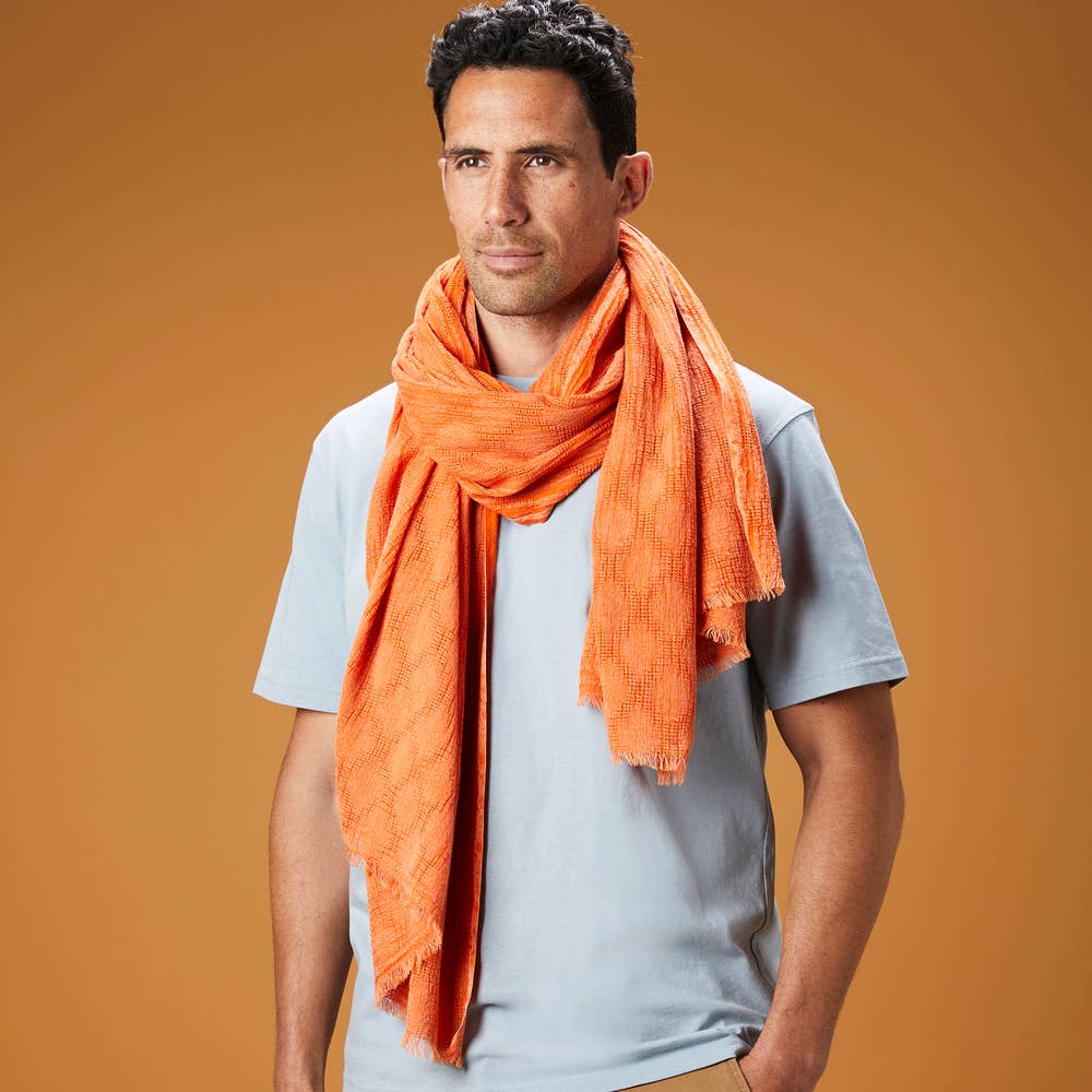 AV08 PARIS - Wholesale Scarf - Men's - MOJAVE MEN'S SCARF — FADED ORANGE IN ORGANIC COTTON4