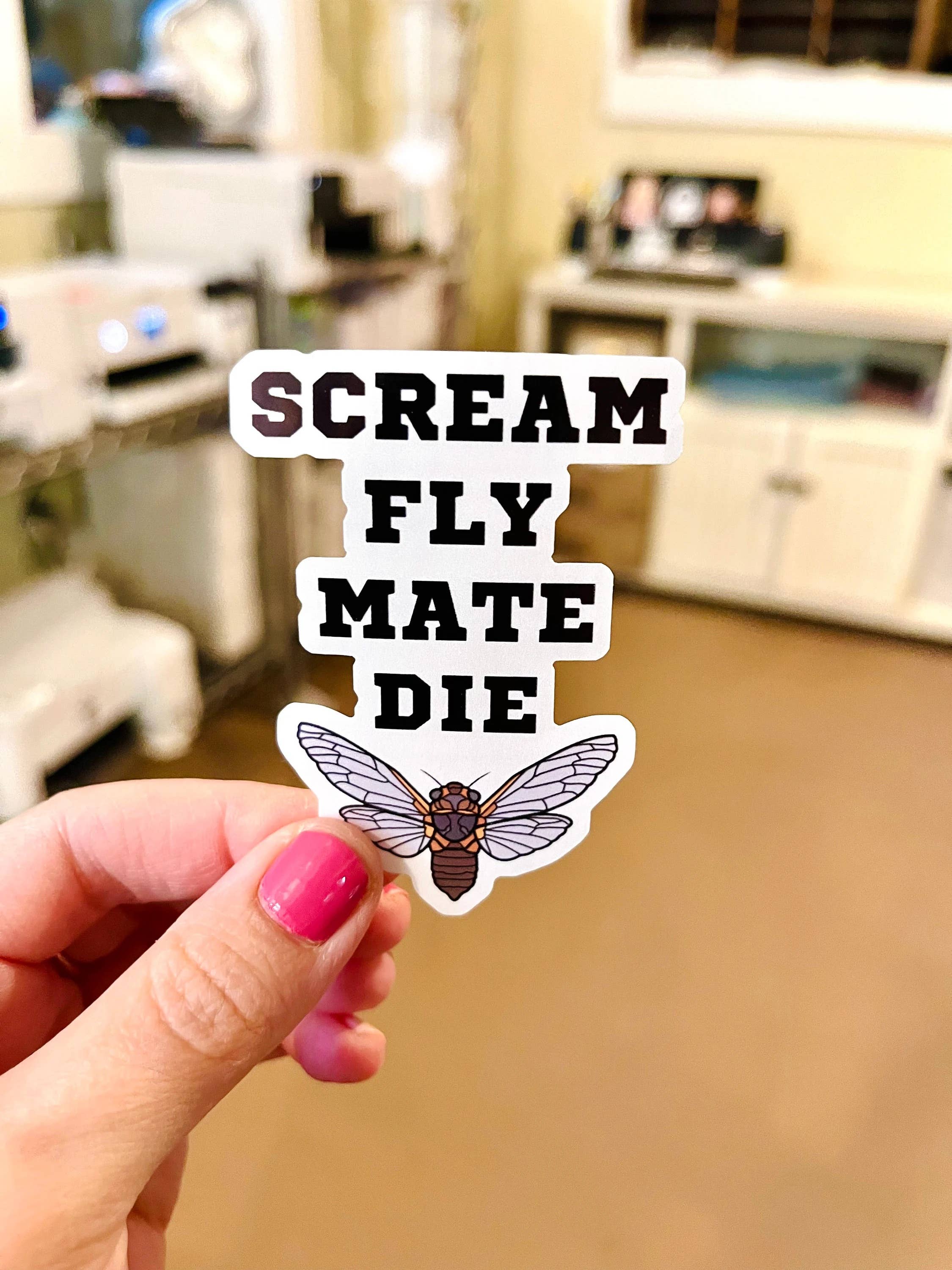 Tiny Baker Creations - Wholesale Sticker - Cicada Vinyl Sticker | Scream, Fly, Mate, Die | Bug Sticker6