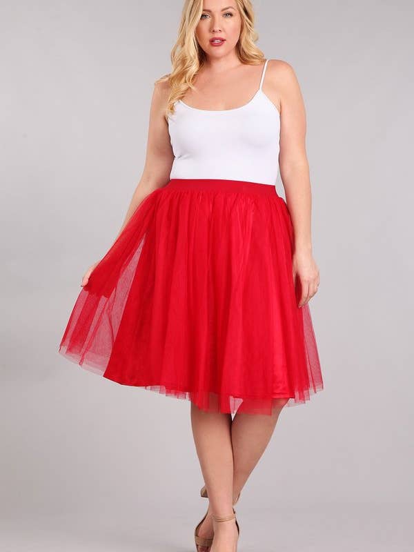 Plus Size Tulle A-Line Skirt NJ1518SK for wholesale by Haute Fox Plus Size & Contemporary
