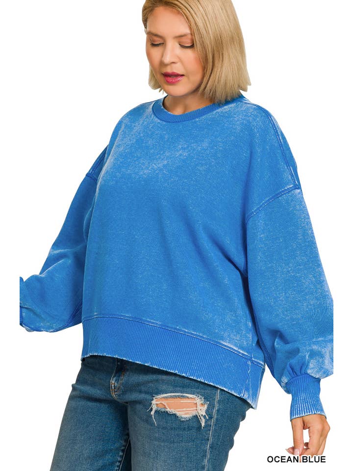 Vanilla Monkey - Vendita all'ingrosso Felpa - Donna - Pullover oversize Plus Acid Wash in pile5