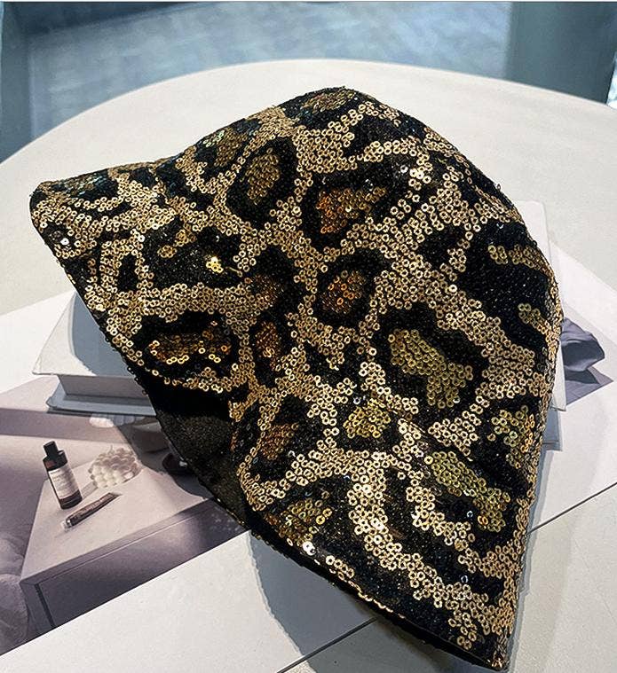 MKS America - Wholesale Bucket Hat - Women's - Leopard Sequin Fisherman Bucket Hat4