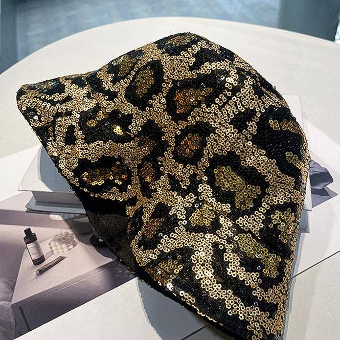 MKS America - Wholesale Bucket Hat - Women's - Leopard Sequin Fisherman Bucket Hat4