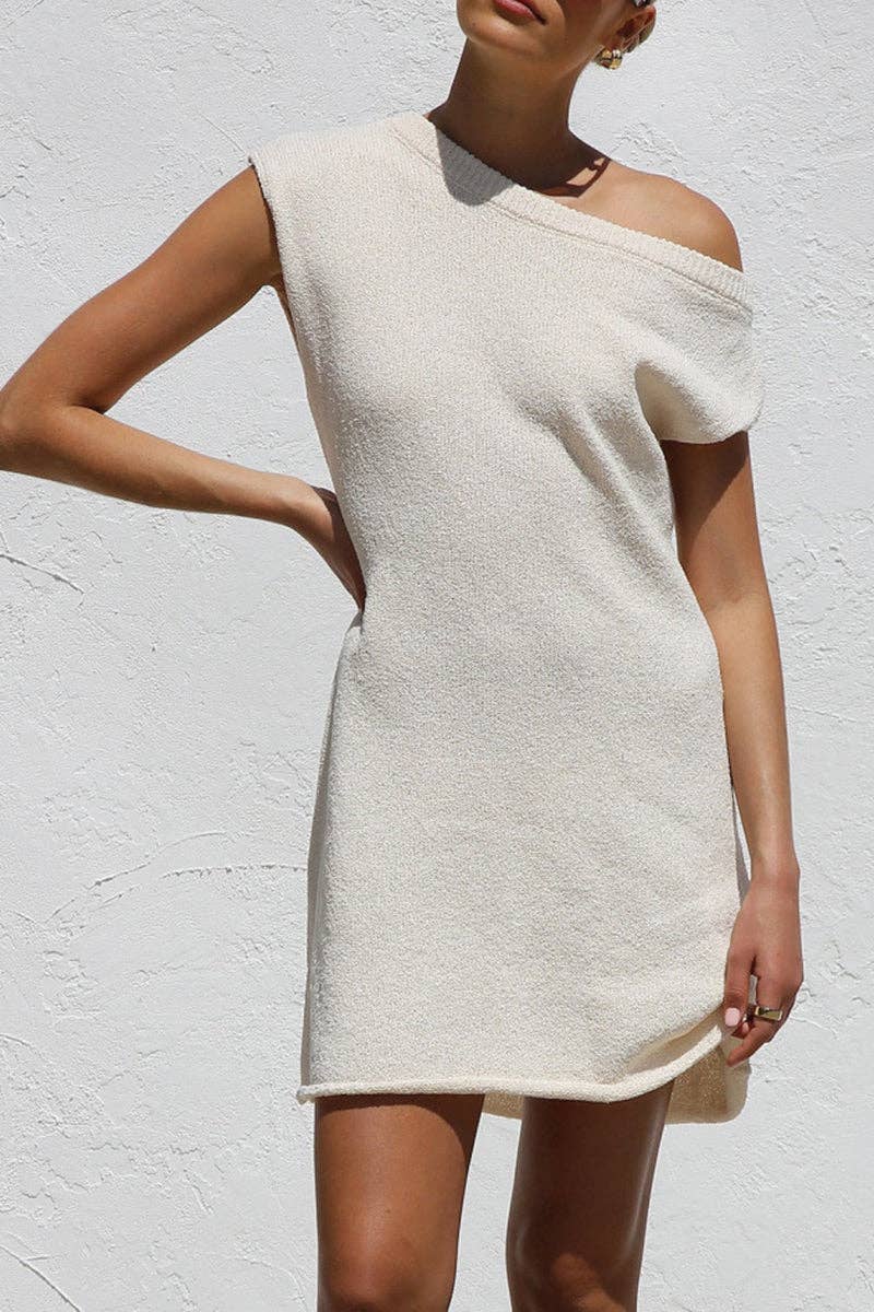 Mccolin - Venta al por mayor Vestido - Mujer - Minivestido tejido hombros descubiertos4