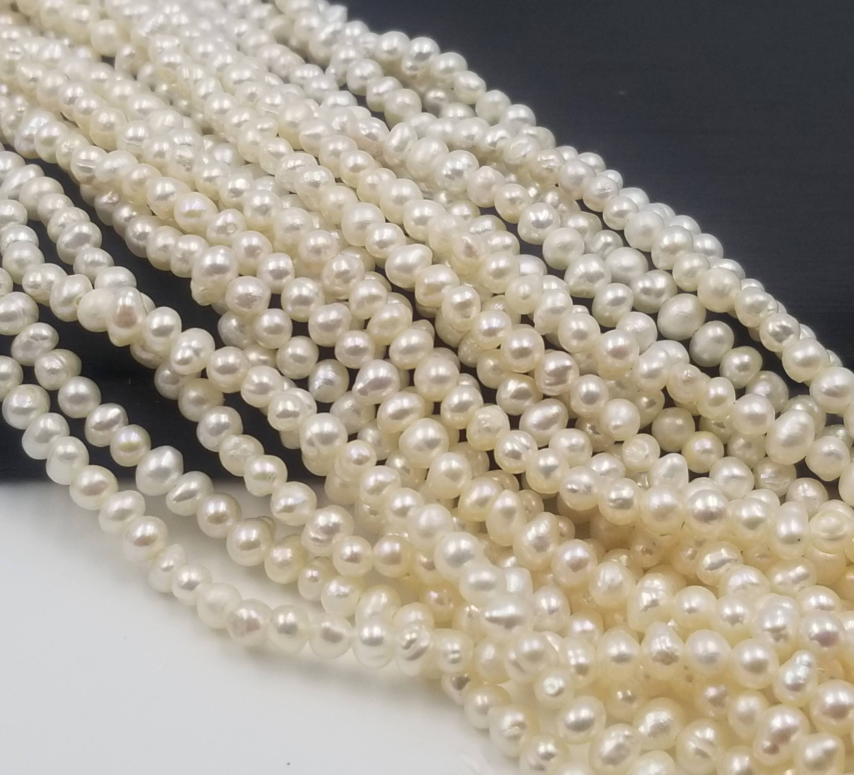 Beads Creation - Vente Perle - Perles de culture d'eau douce blanches en forme de pépite, centrées PRP3666