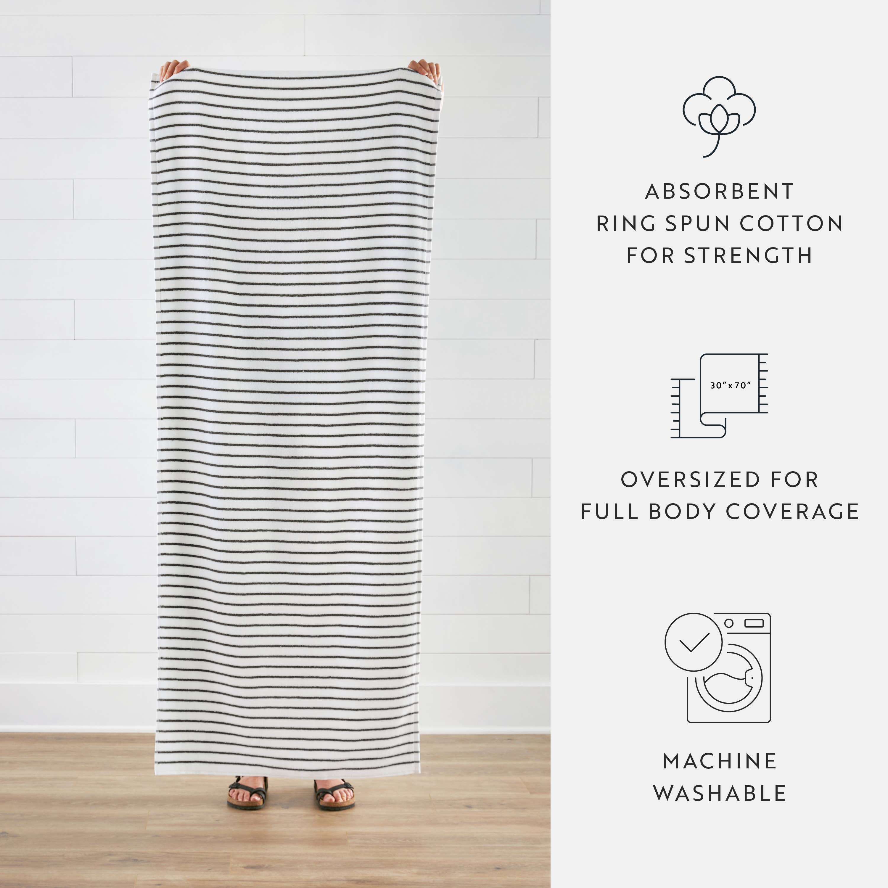 ienjoy Home - Wholesale Beach Towel - Cabana Stripe Beach Pool Towel 4pk - 100% Ring Spun Cotton2