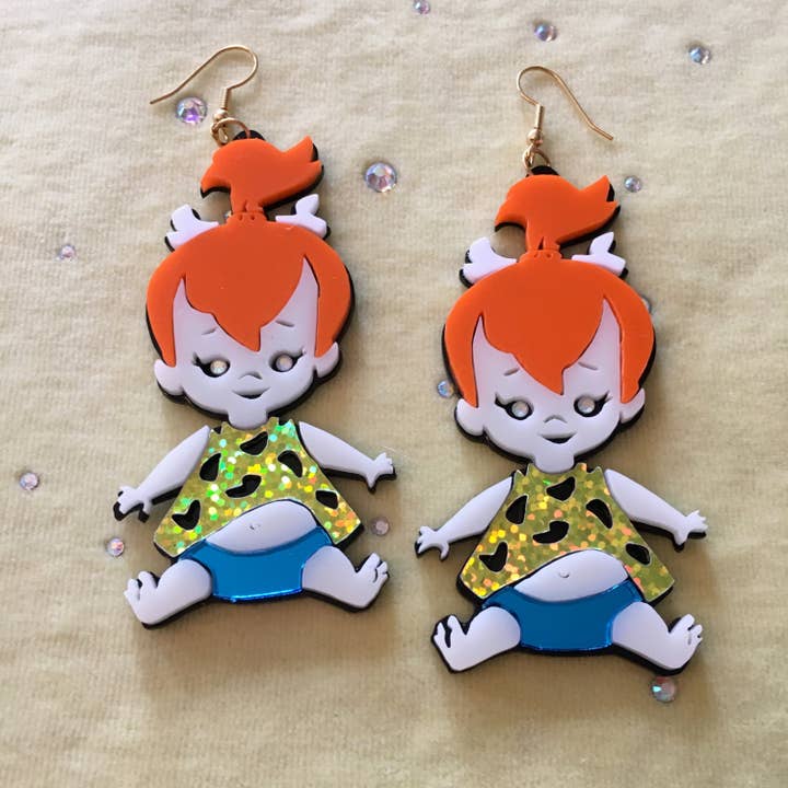 Pebbles Flinestones Earrings, Laser Cut Acrylic, Plastic Jewelry for wholesale by I'm Your Present