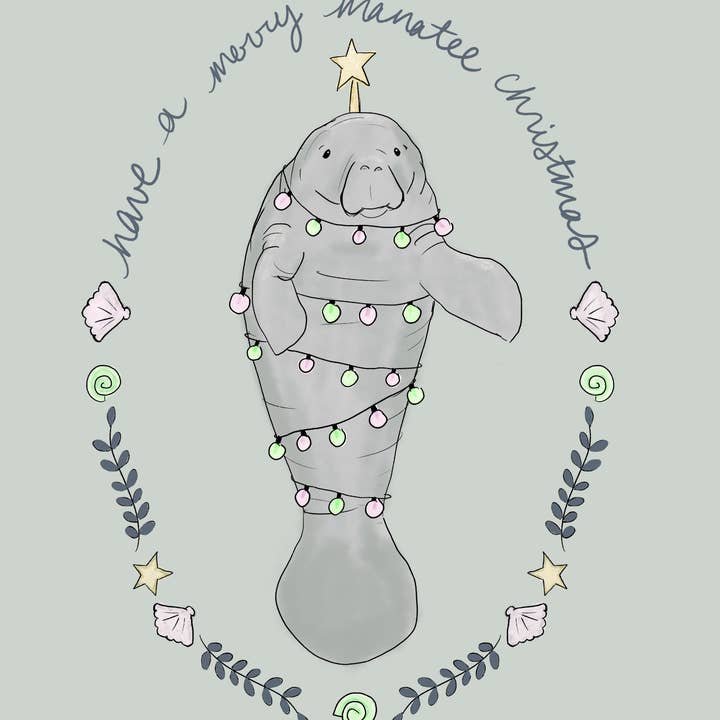 Laura K Maxwell - Wholesale Christmas Card - Merry Manatee Christmas Greeting Card2