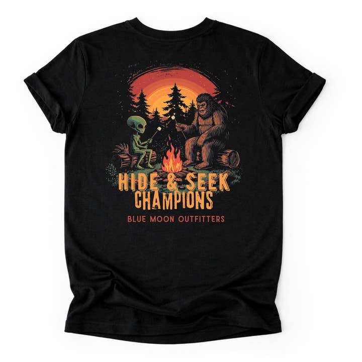Hide Seek Champions Men's Camping Bigfoot Pocket Graphic Tee for wholesale by Blue Moon Outfitters