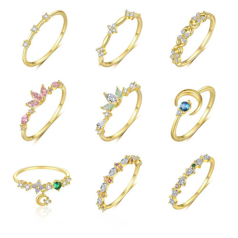 Gioiellin - S925 Silver Jewelry - Wholesale Multi-Stone Ring - 925 Sterling Silver Colored Zircon Star and Moon Ring21