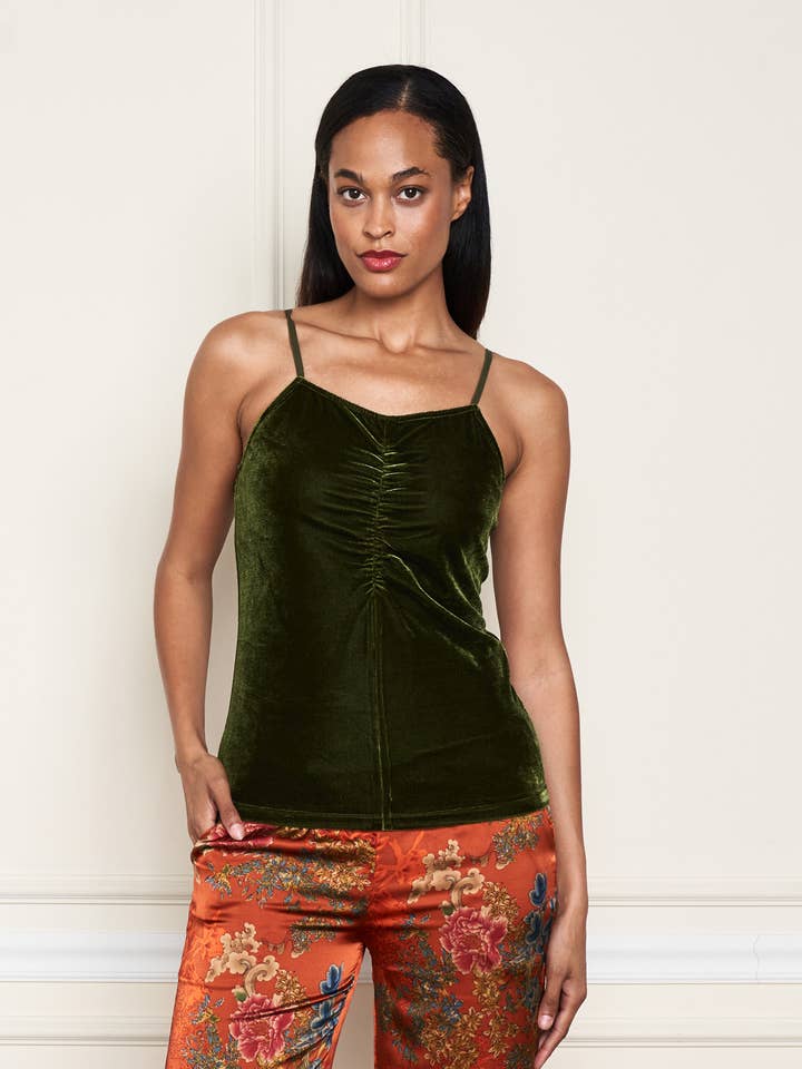 4596-MAT Solid Stretch Velvet Cinch Front Tank for wholesale by Paparazzi