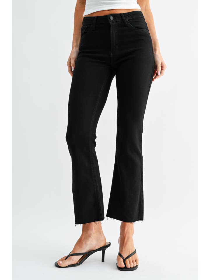 JUST BLACK DENIM - Wholesale Jeans - Women's - BP370J-A - BLACK - HR Tonal Crop Flare