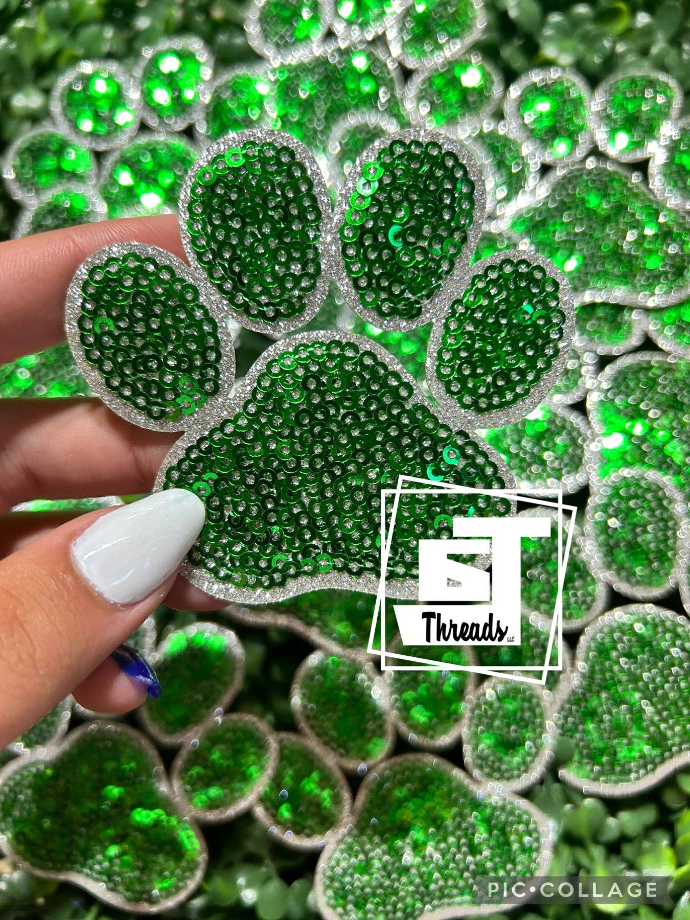 6j Threads LLC - Wholesale Patch - Sequin Paw Print Cap Patches6