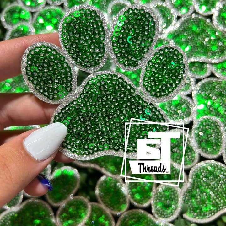 6j Threads LLC - Wholesale Patch - Sequin Paw Print Cap Patches6