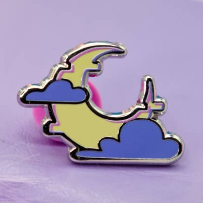 Mini Moon Vaporwave Enamel Pin for wholesale by Glitchberry
