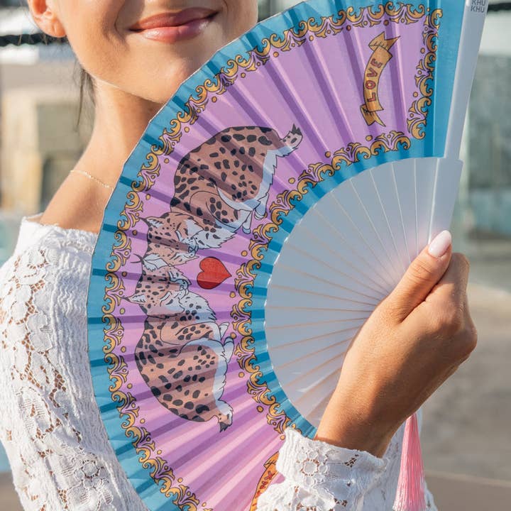 Khu Khu - Wholesale Handheld folding fan - Love Lynxes Hand-fan1
