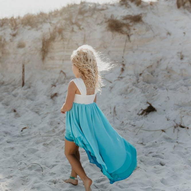 Oopsie Daisy - Wholesale Dress - Kids - Kids Hi-Lo Frills Blue Ombre Spring Summer Tiered Dress