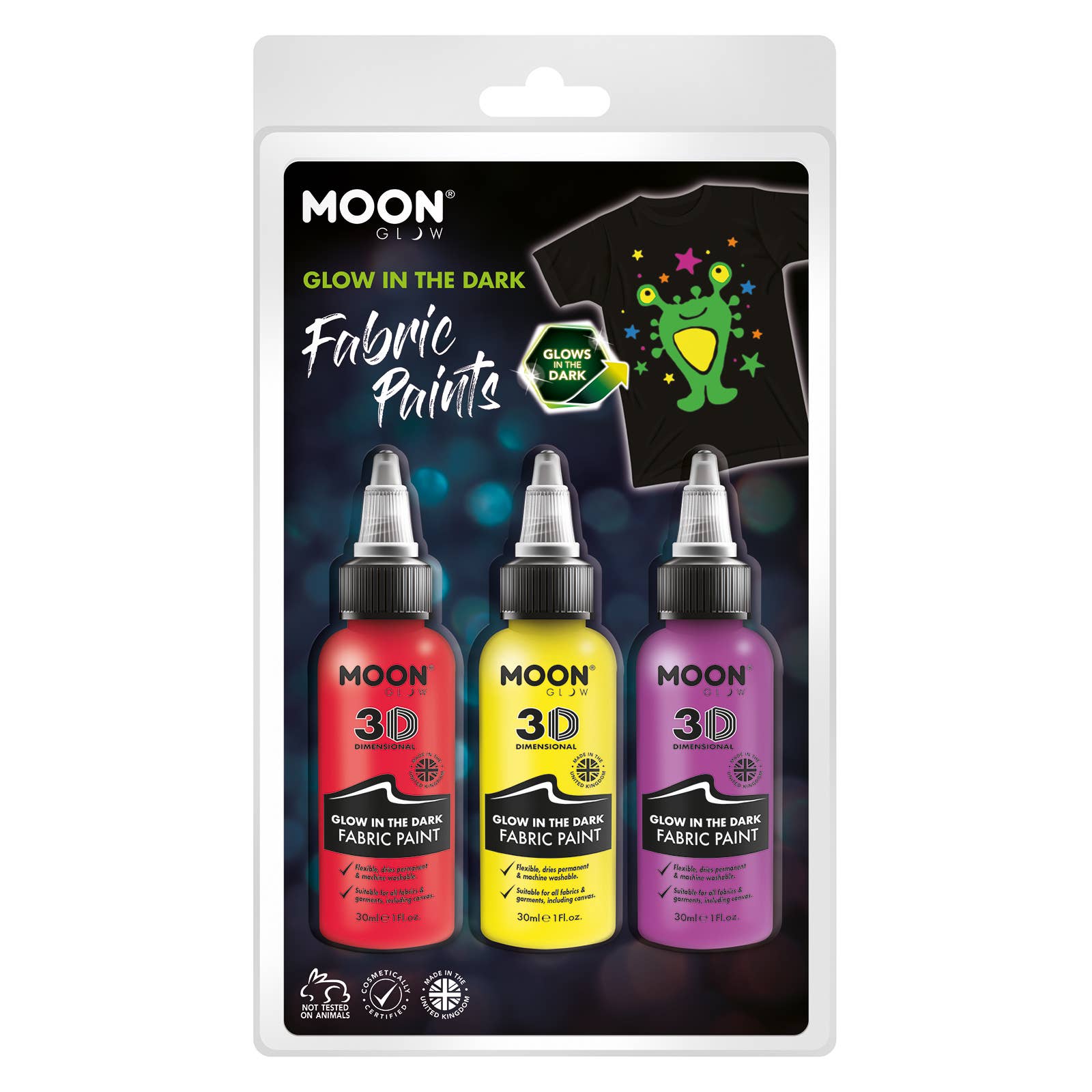 Moon Makeup - Wholesale Fabric Paint - Clamshell - Glow in the Dark Fabric Paint, 30ml10