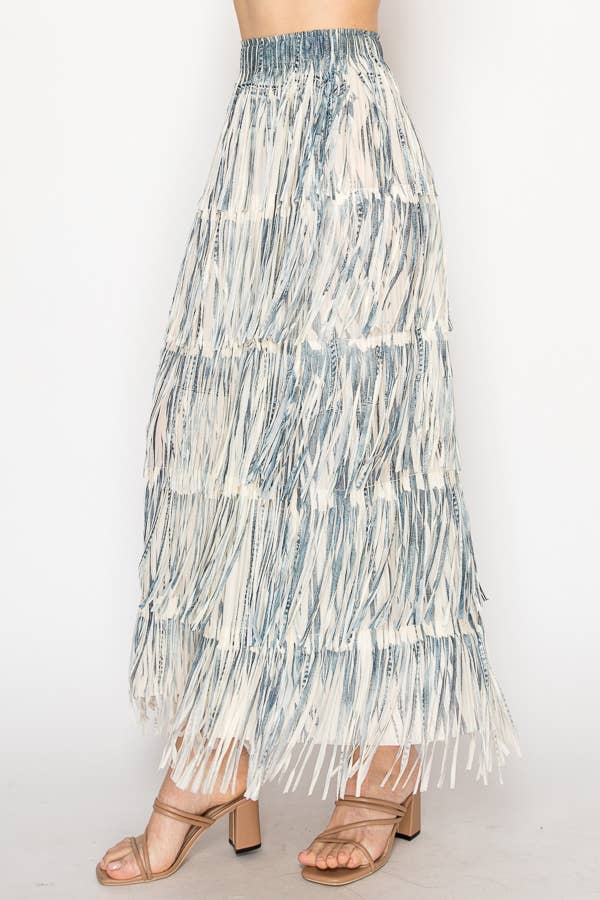 2 DENIM Gonna Maxi a Strati con Frange - 4794BG 2DENIM in vendita all'ingrosso su Faire1