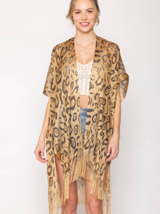 Leopard Lurex Kimono for engroshandel hos Do Everything In Love®