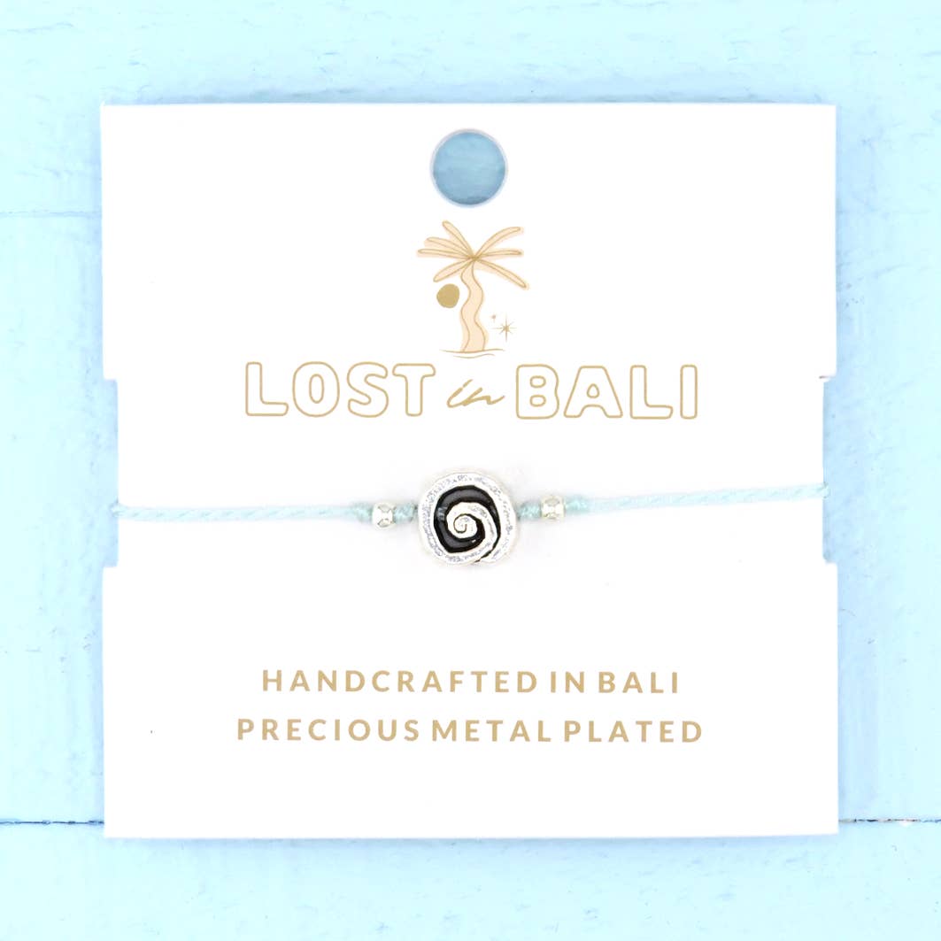 Lost in Bali - Wholesale Charm/Dangle Bracelet - Shark Eye Snail Baby Blue Silver Bracelet