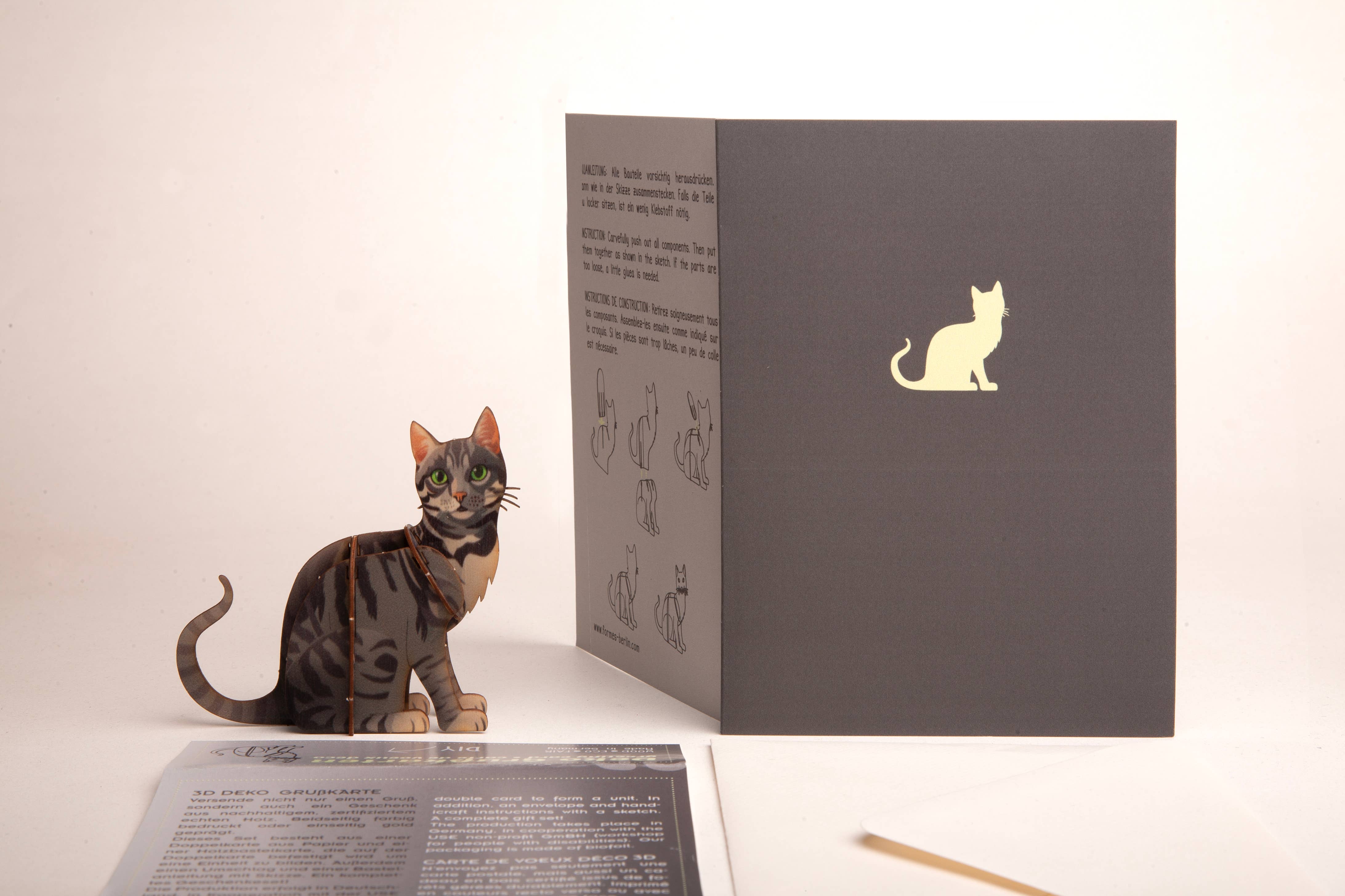 Formes Berlin GbR - Vente Décoration de Noël - Chat - Carte de vœux décorative 3D1