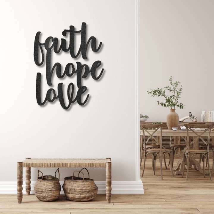 Faith Hope Love Script - Steel Sign for wholesale by MetalDecor4U